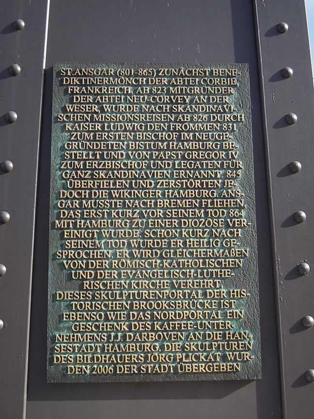 Erklärende Tafel zu St. Ansgar an der Brooksbrücke