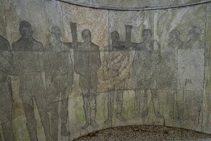 Relief mit Soldaten im Pavillon
